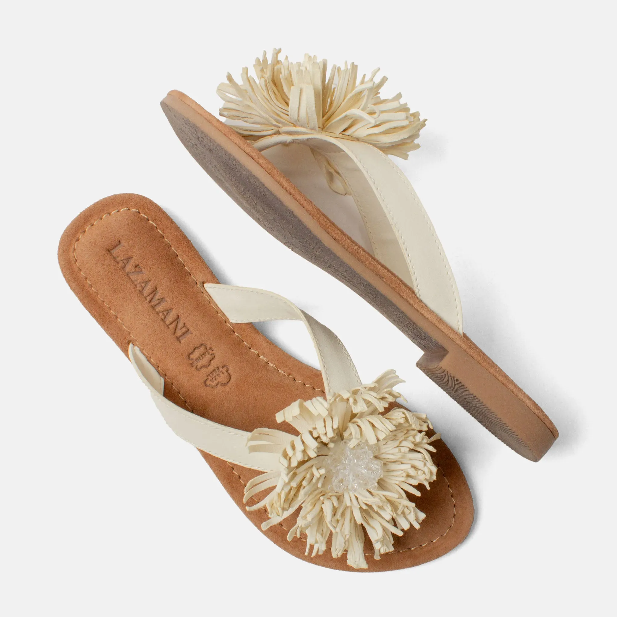 Roza Dames Teenslippers Leer Offwhite sold by Lazmani product image thumbnail 3