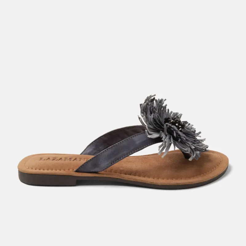 Roza Dames Teenslippers Leer Black sold by Lazmani