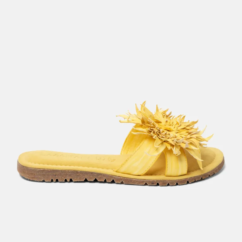 Moa Dames Slippers Leer Yellow sold by Lazmani