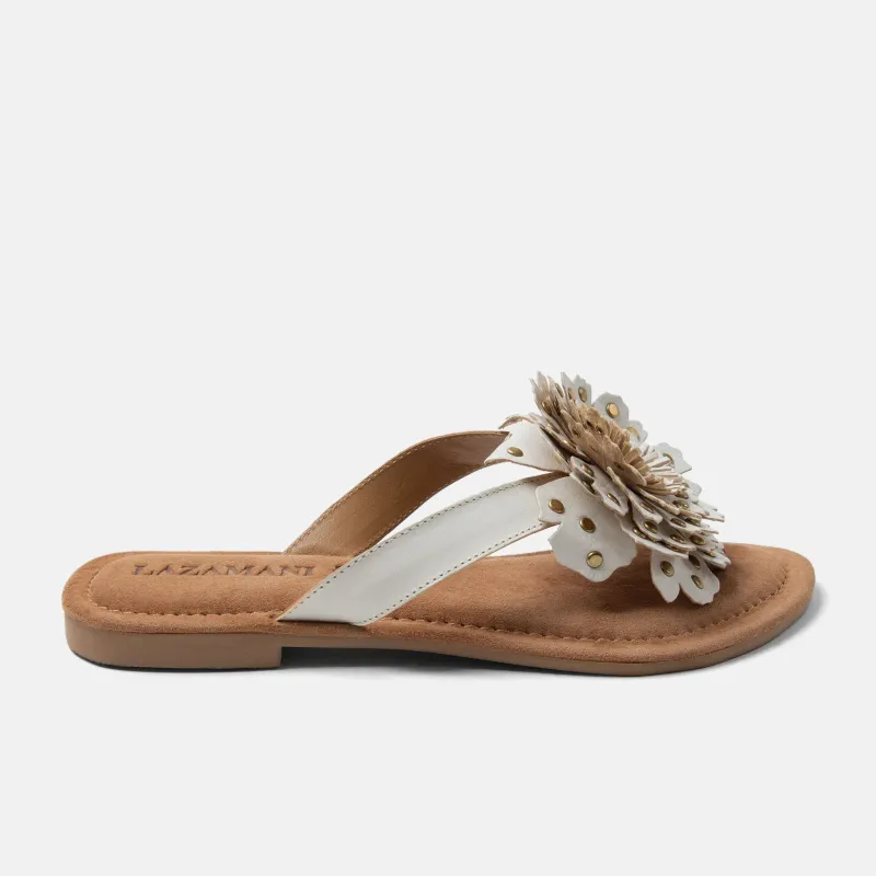 Kira Dames Teenslippers Leer White sold by Lazmani