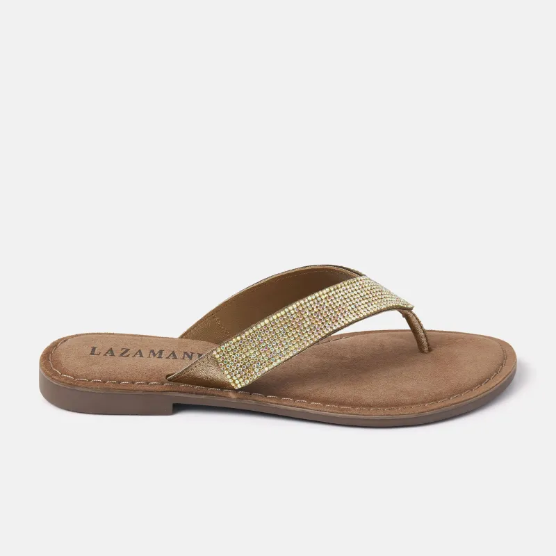 Ilja Leren Dames Slippers Gold made by Lazmani