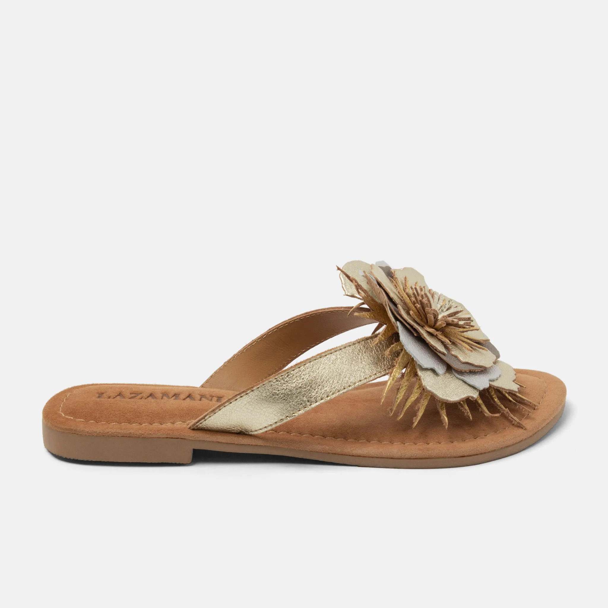 Hilde Dames Teenslippers Leer Gold sold by Lazmani