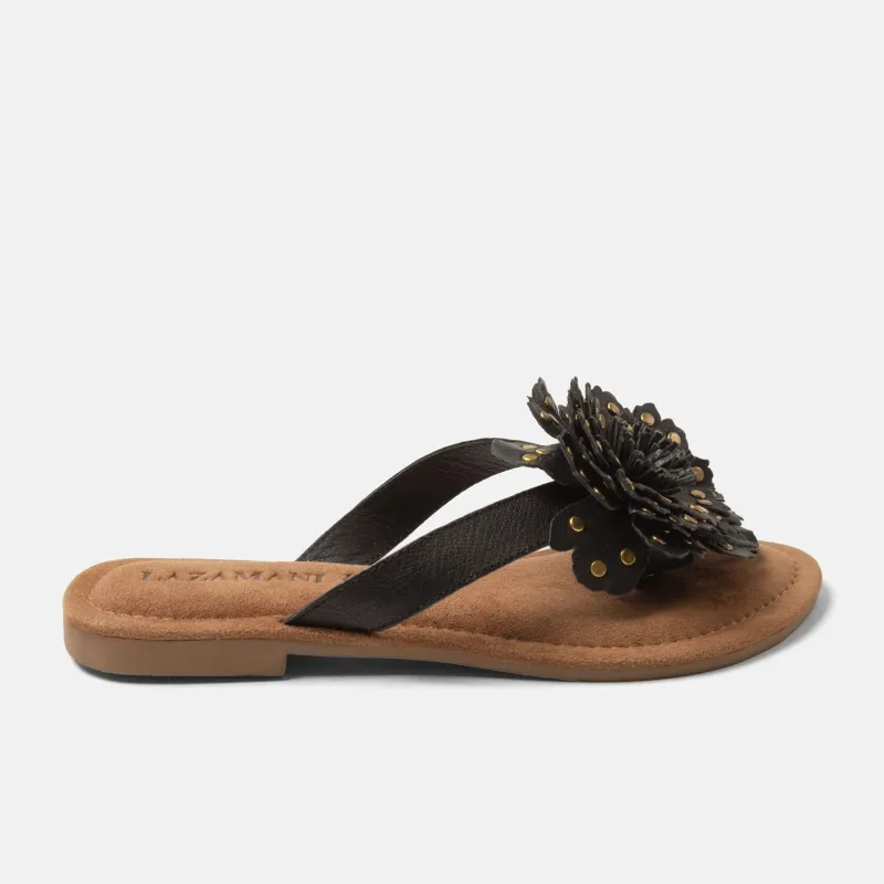 Kira Dames Teenslippers Leer Black sold by Lazmani