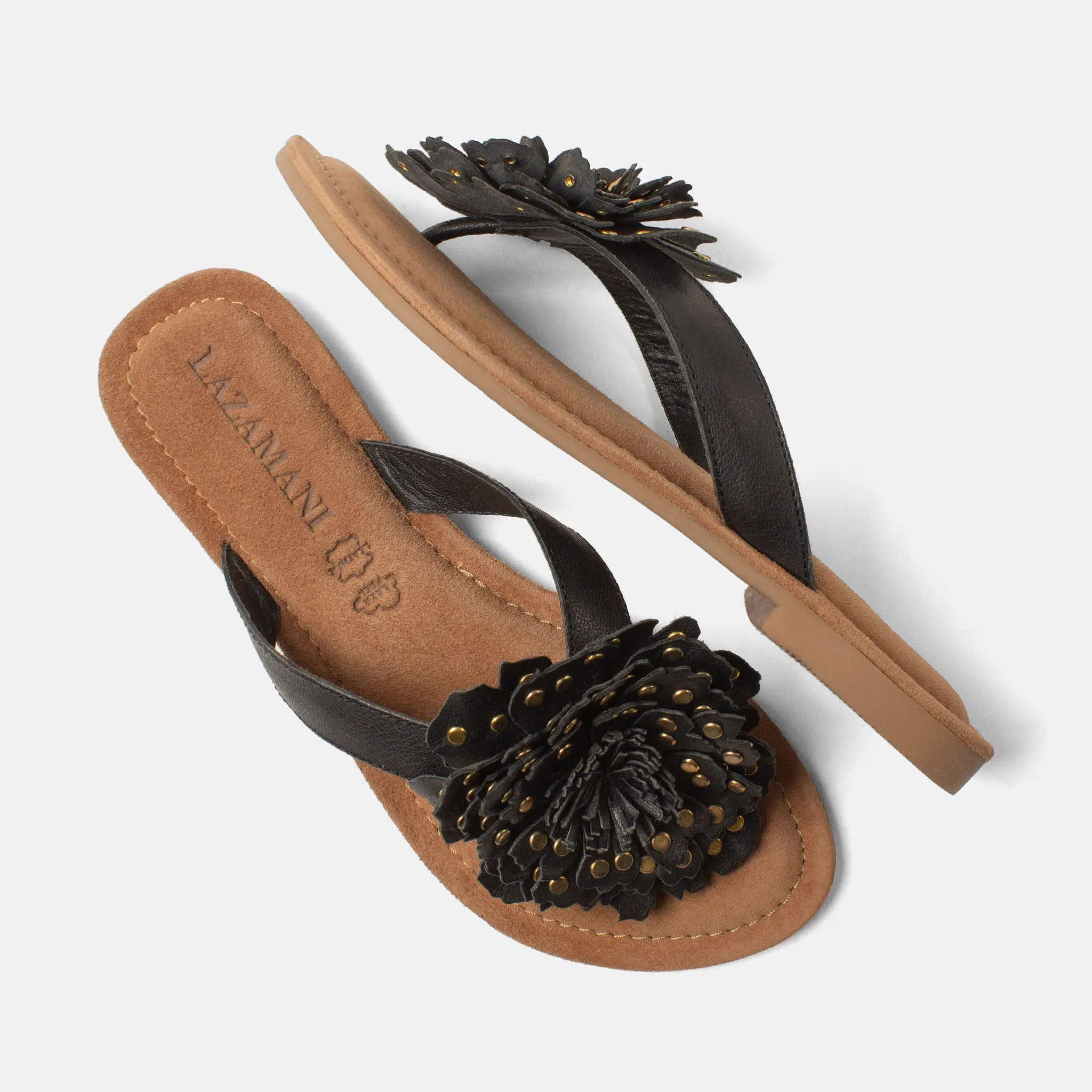 Kira Dames Teenslippers Leer Black sold by Lazmani product image thumbnail 3