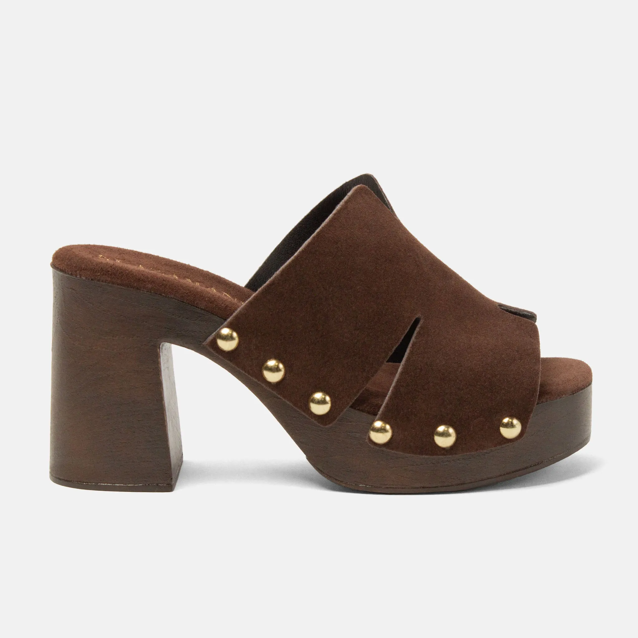 Juna Dames Clogs Suede Brown sold by Lazmani