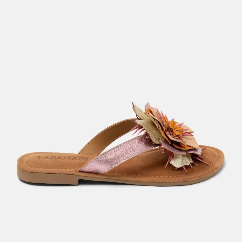 Hilde Dames Teenslippers Leer Rose made by Lazmani