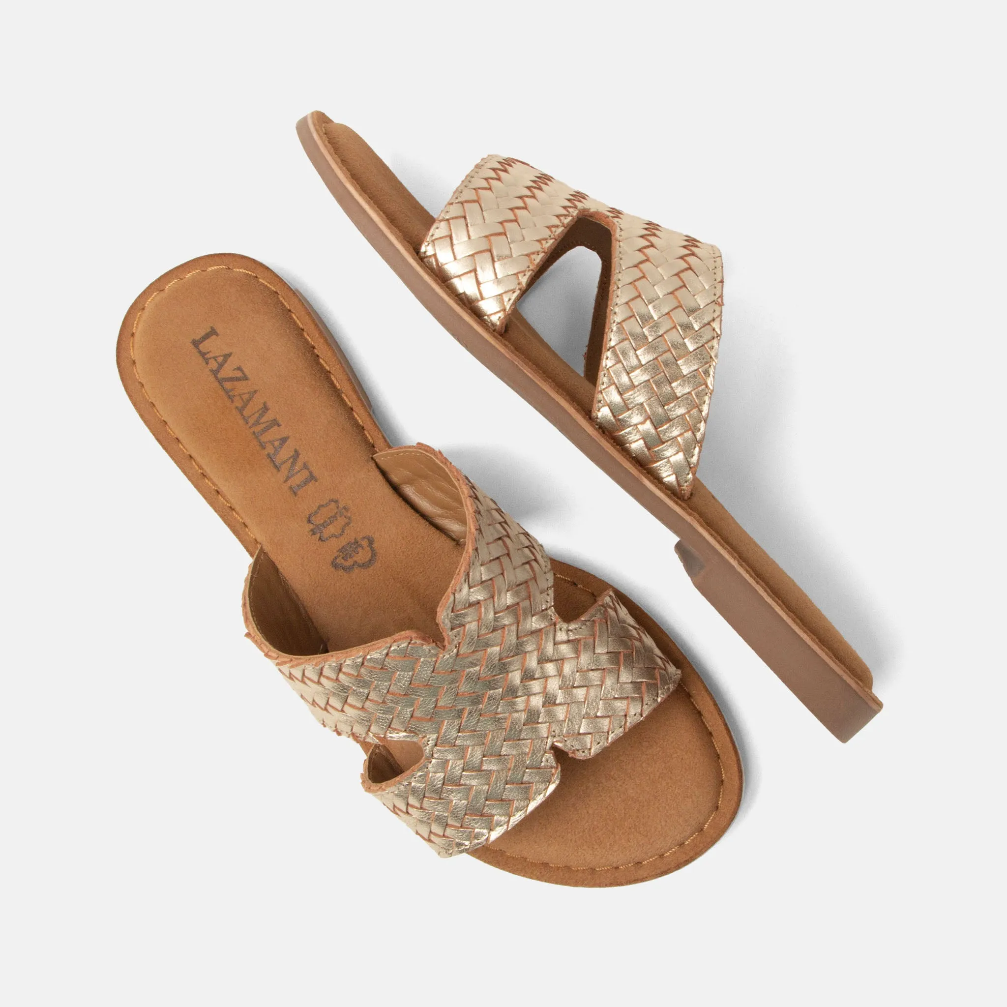 Puck Dames Slippers Leer Gold sold by Lazmani product image thumbnail 3