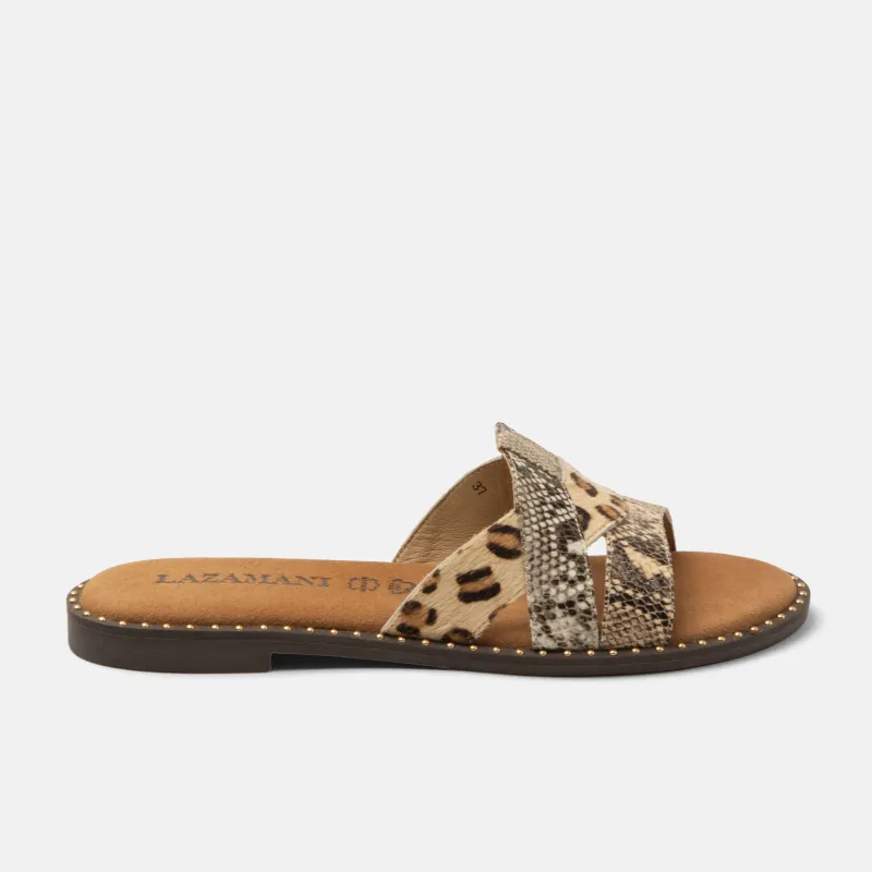 Suze Dames Slippers Beige made by Lazmani