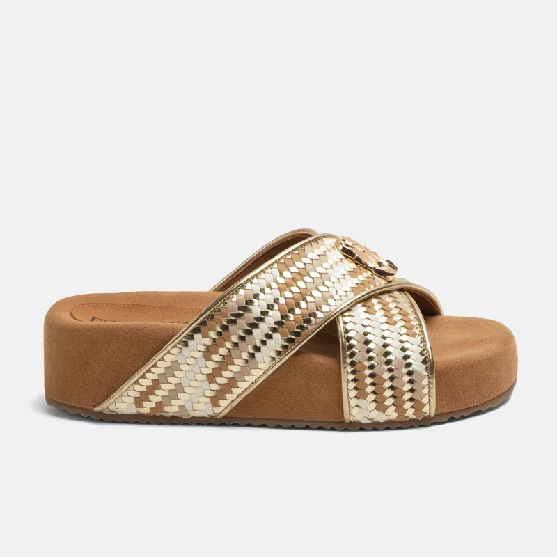 Lizzy Dames Slippers Leer Beige made by Lazmani