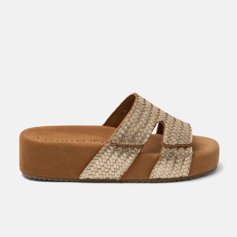Mille Dames Slippers Leer Gold made by Lazmani
