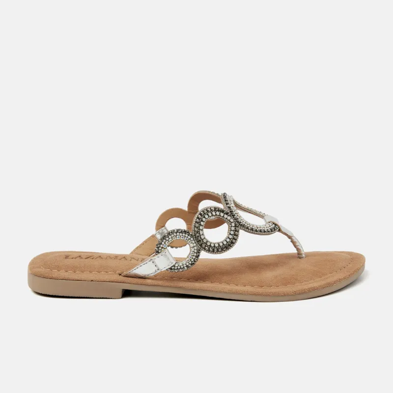 Arielle Leren Dames Slippers Silver sold by Lazmani