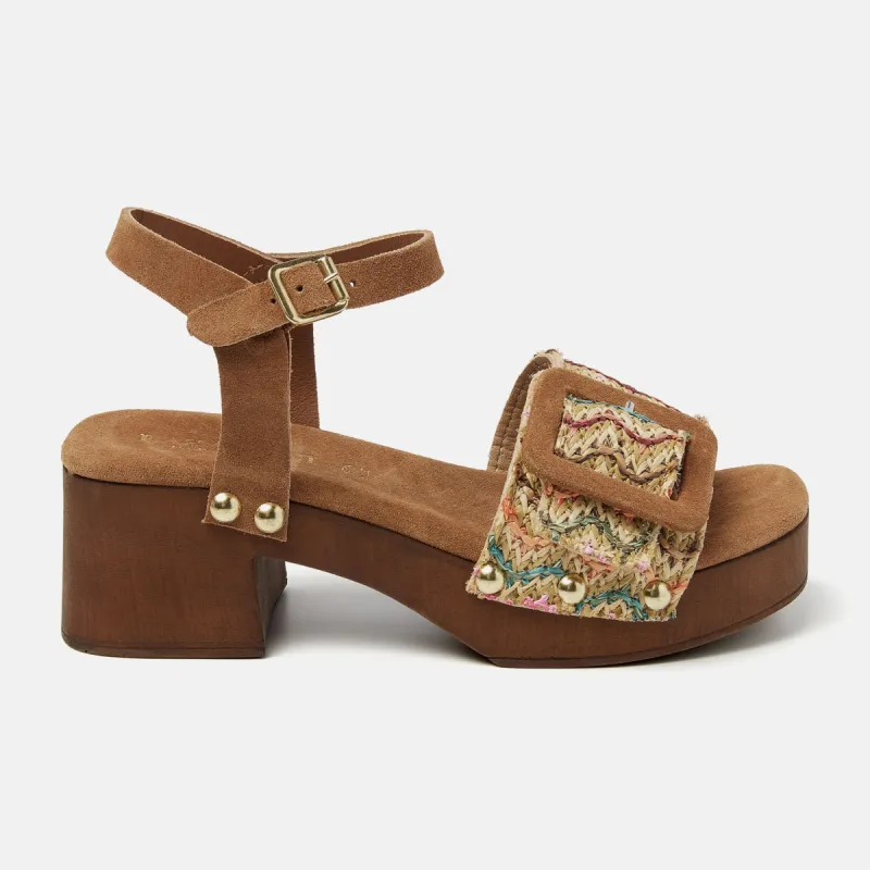 Sienna Suede/Raffia Dames Clogs Multi sold by Lazmani