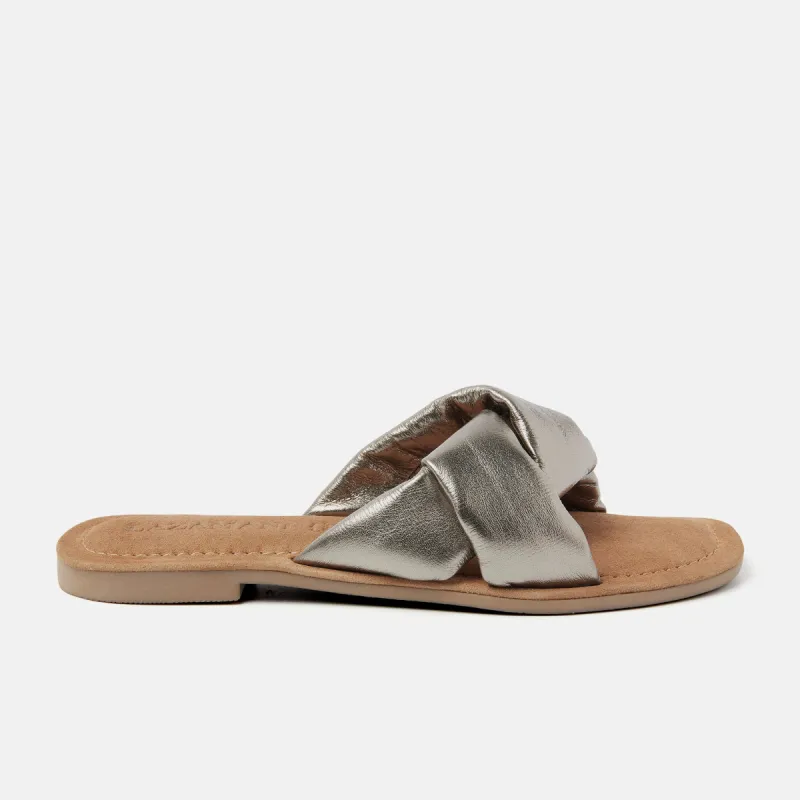 Kai Leren Dames Slippers Pewter sold by Lazmani
