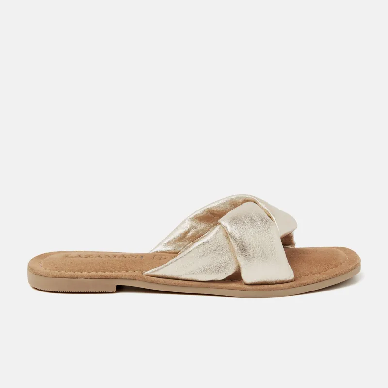 Kai Leren Dames Slippers Gold sold by Lazmani