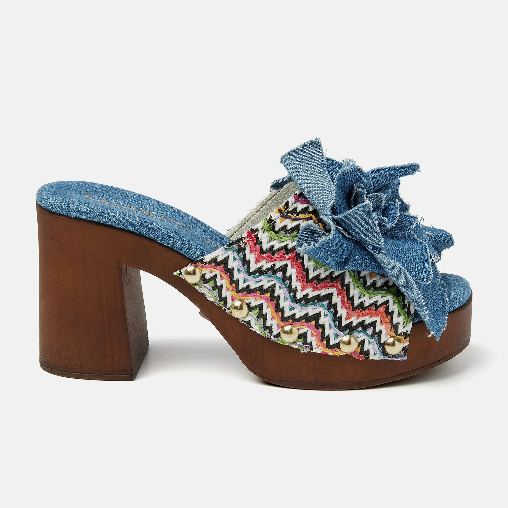 Donna Raffia Dames Clogs Denim sold by Lazmani