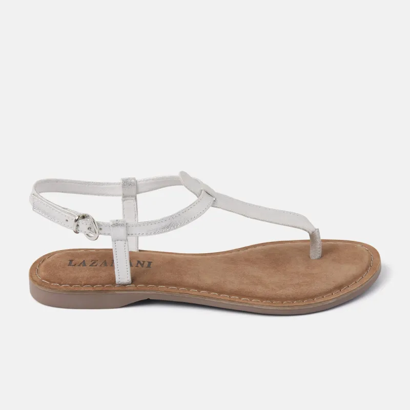 Clara Leren Dames Sandalen Silver sold by Lazmani