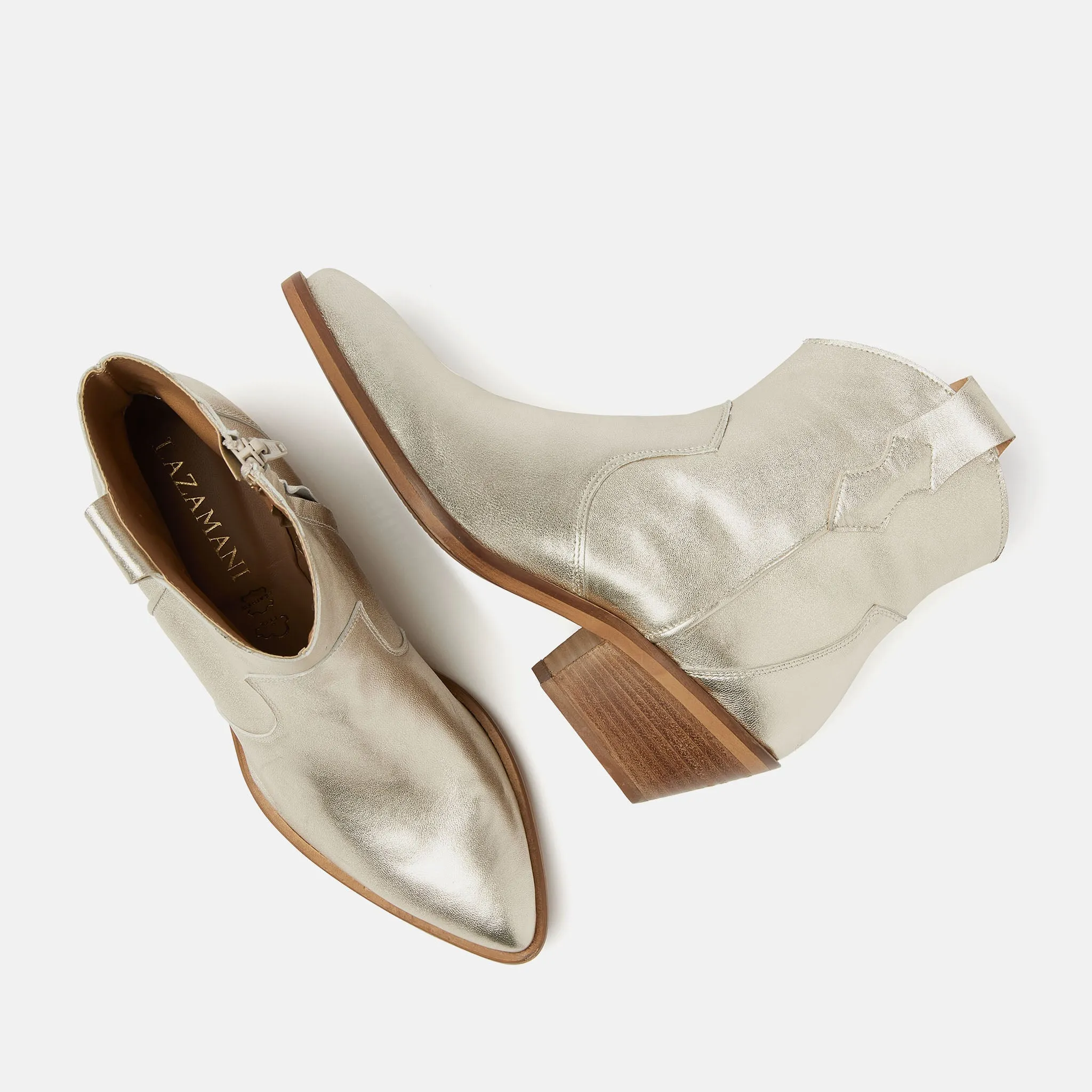 Arianna Leren Dames Enkellaarsjes Gold sold by Lazmani product image thumbnail 4