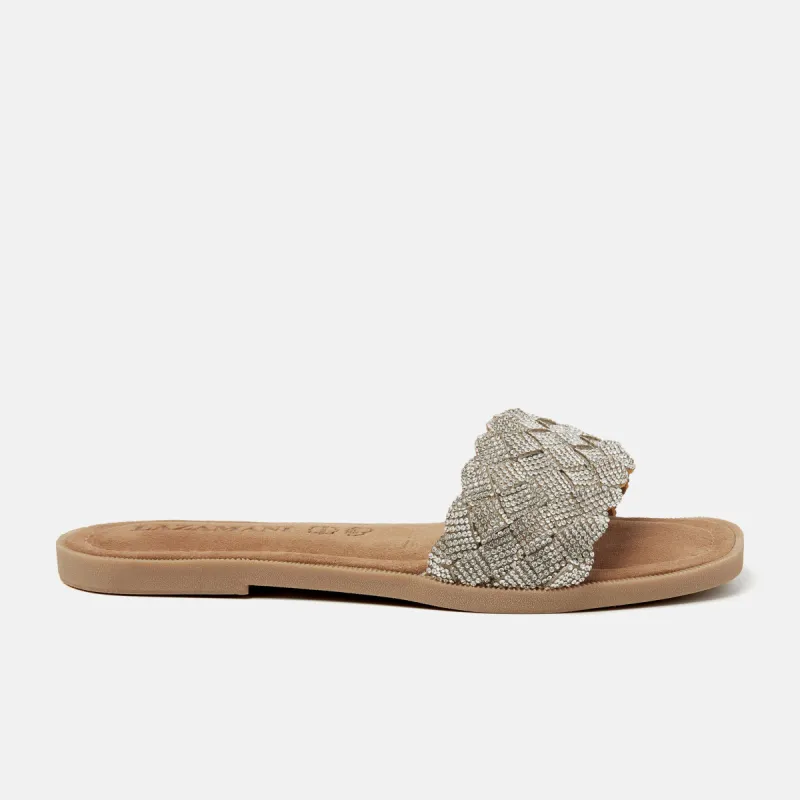 Melany Dames Slippers Silver sold by Lazmani