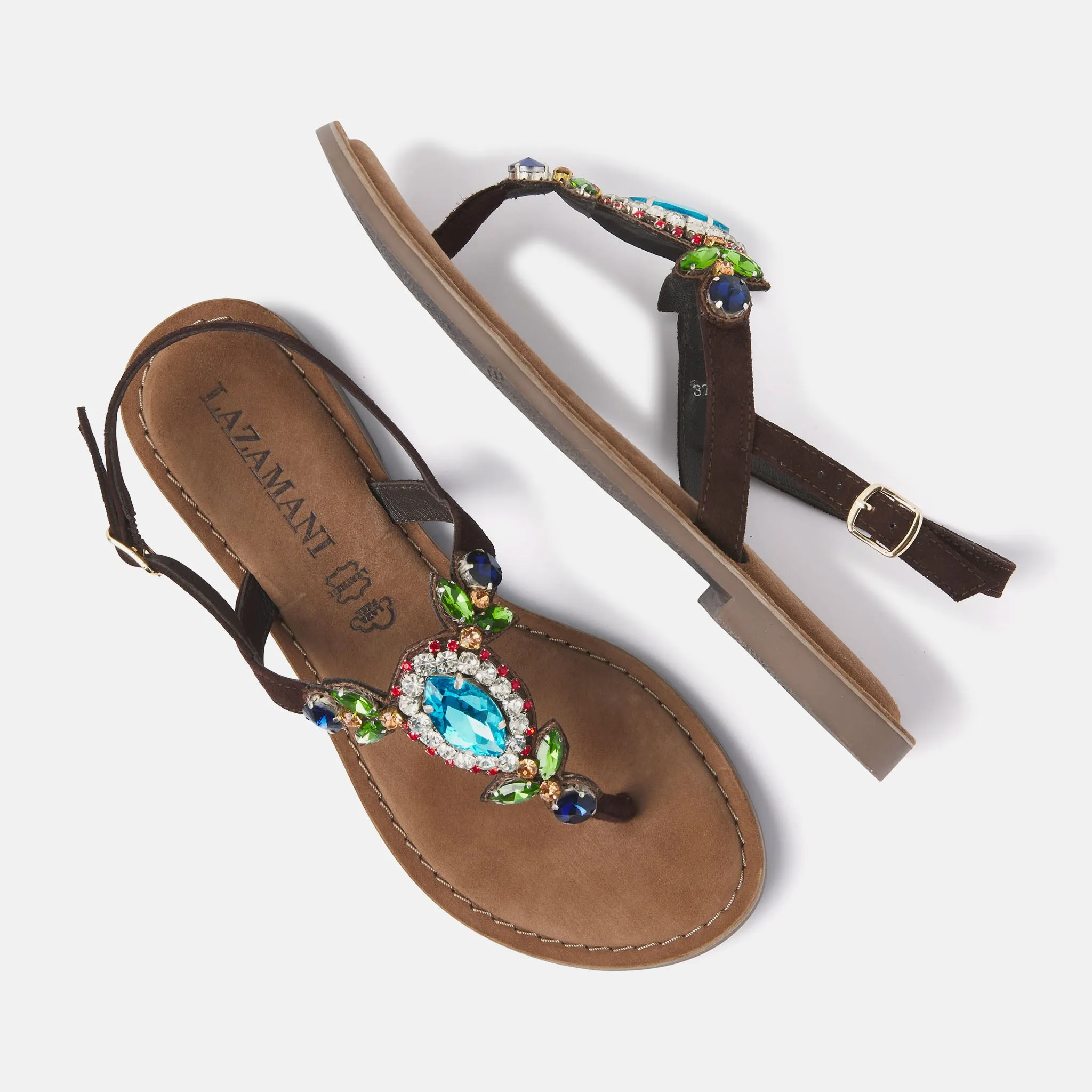 Naomi Suede Dames Sandalen Brown Multi sold by Lazmani product image thumbnail 4