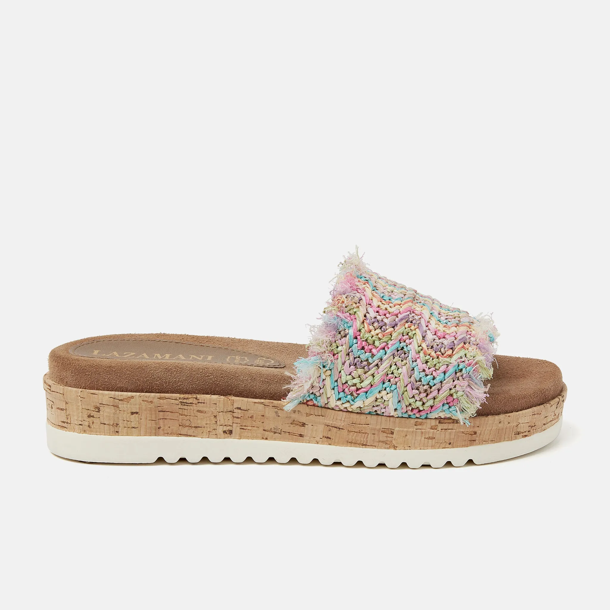 Violet Raffia Dames Slippers Pink sold by Lazmani