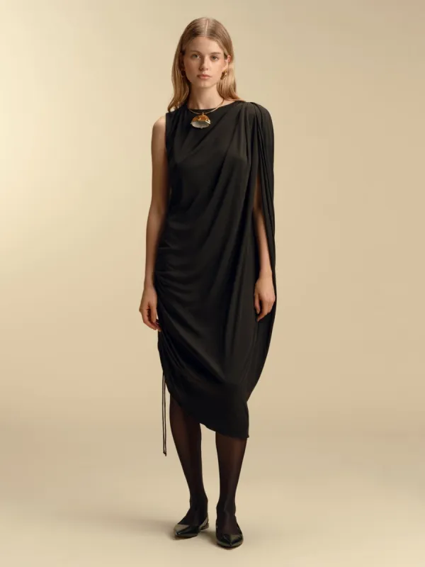 Asymmetrical Jersey Draped Dress made by Marina Moscone