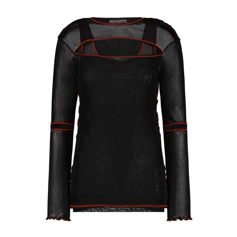 Layered Long Sleeve Mesh Top sold by Marina Moscone