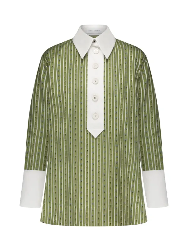 Cotton Jacquard Shirt with Contrast Collar sold by Marina Moscone