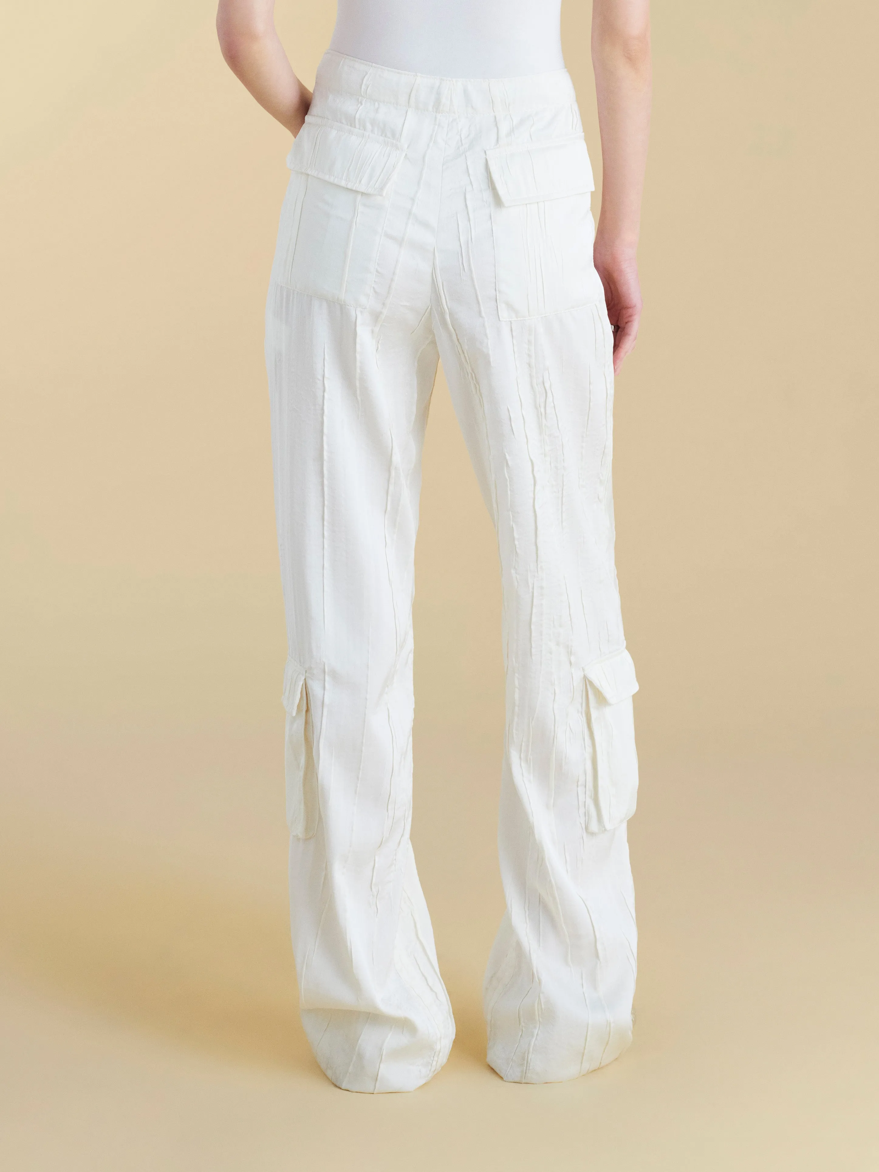 Crinkled Satin Cargo Trouser sold by Marina Moscone product image thumbnail 2