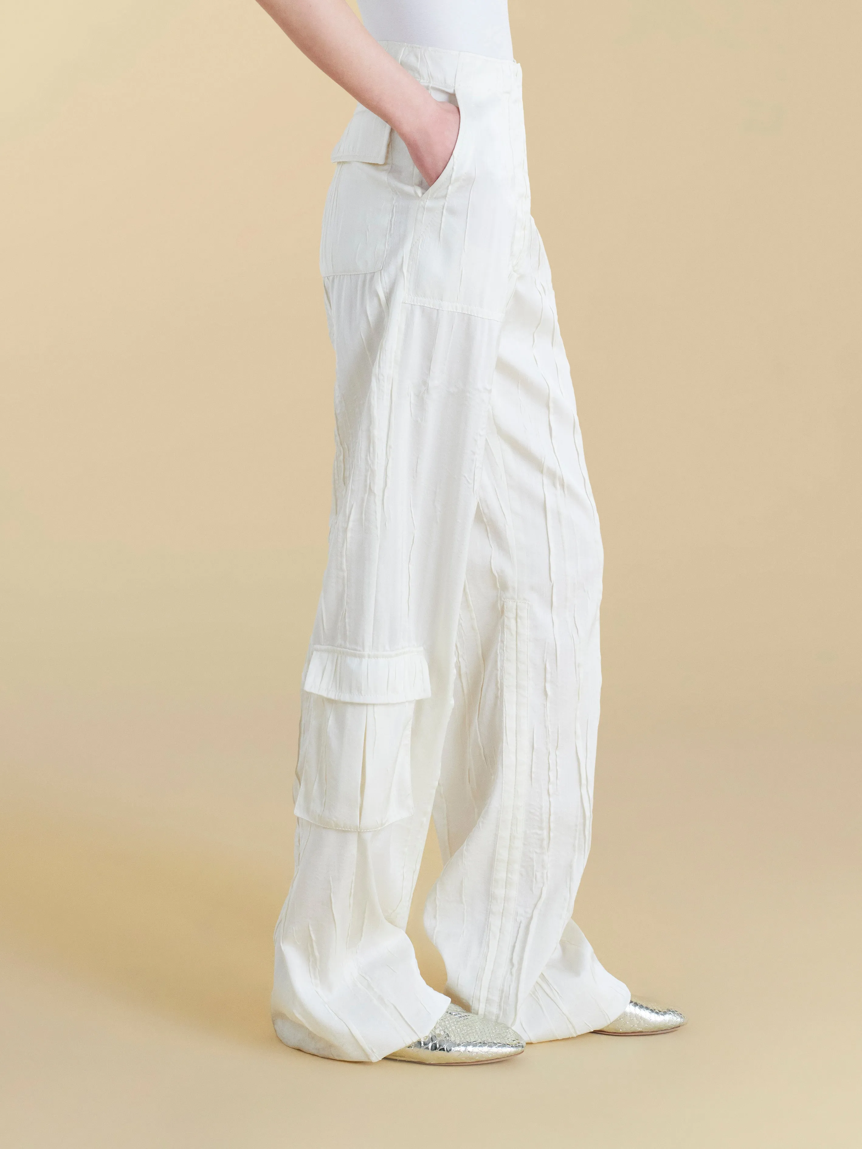 Crinkled Satin Cargo Trouser sold by Marina Moscone product image thumbnail 4