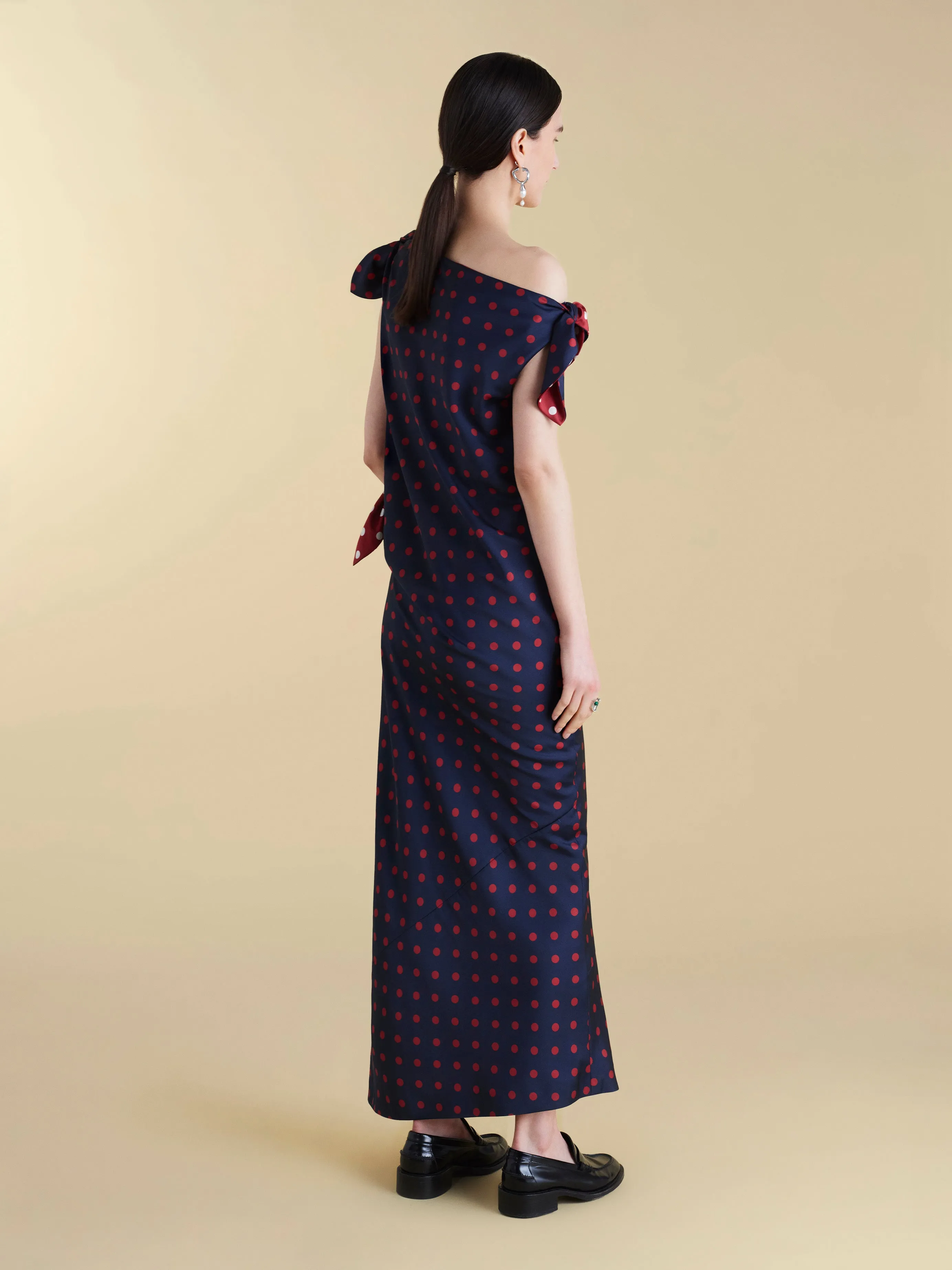 Twill Polka Dot Tabard Tie Dress sold by Marina Moscone product image thumbnail 2