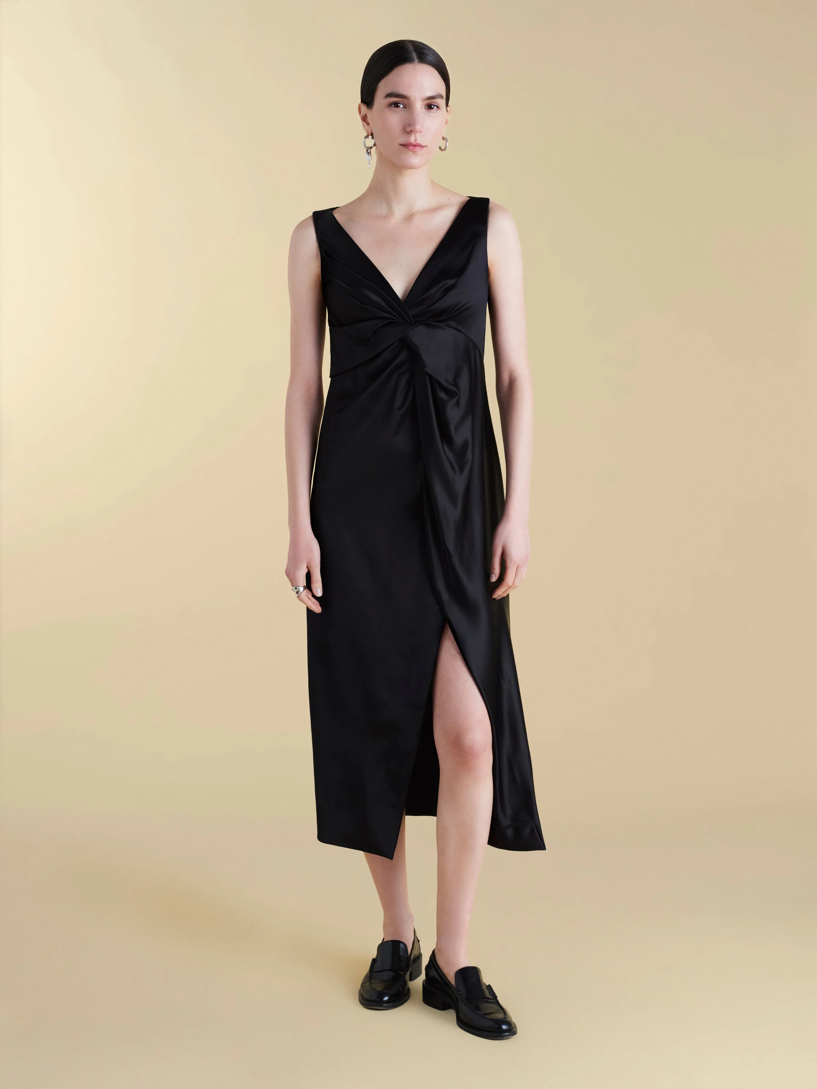 Satin V-Neck Twist Dress sold by Marina Moscone