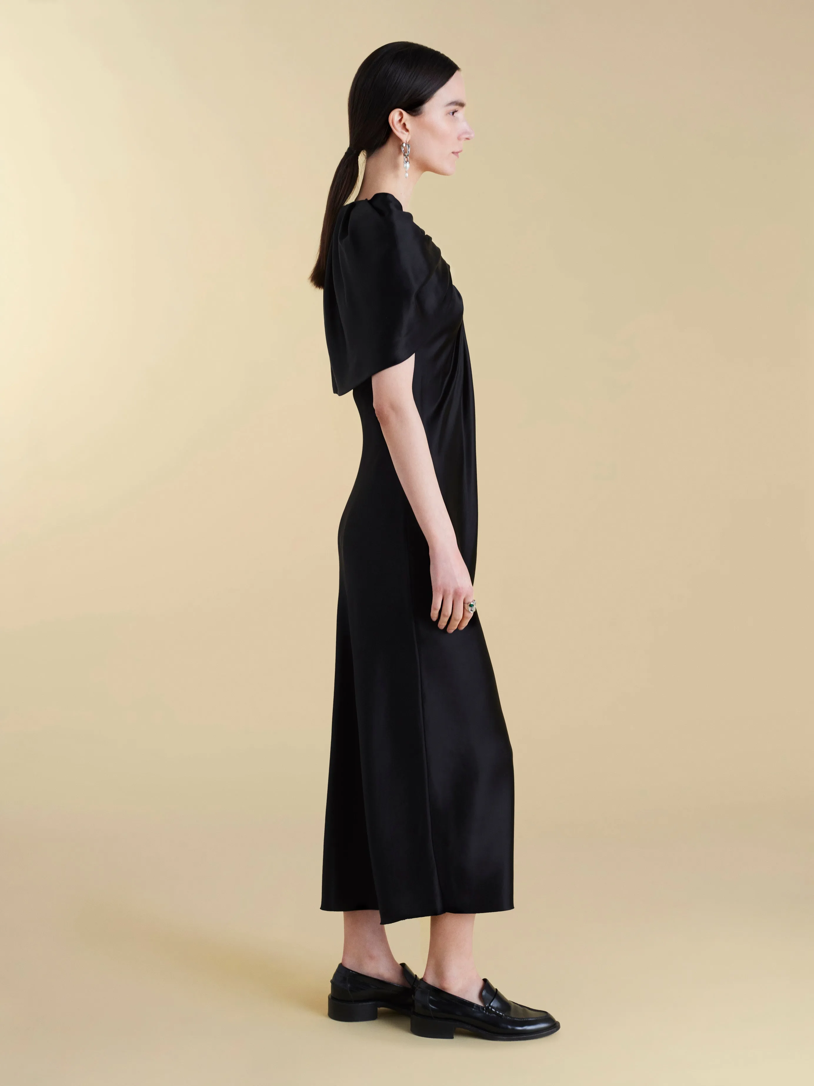 Satin Sheath with Draped Neckline sold by Marina Moscone product image thumbnail 3