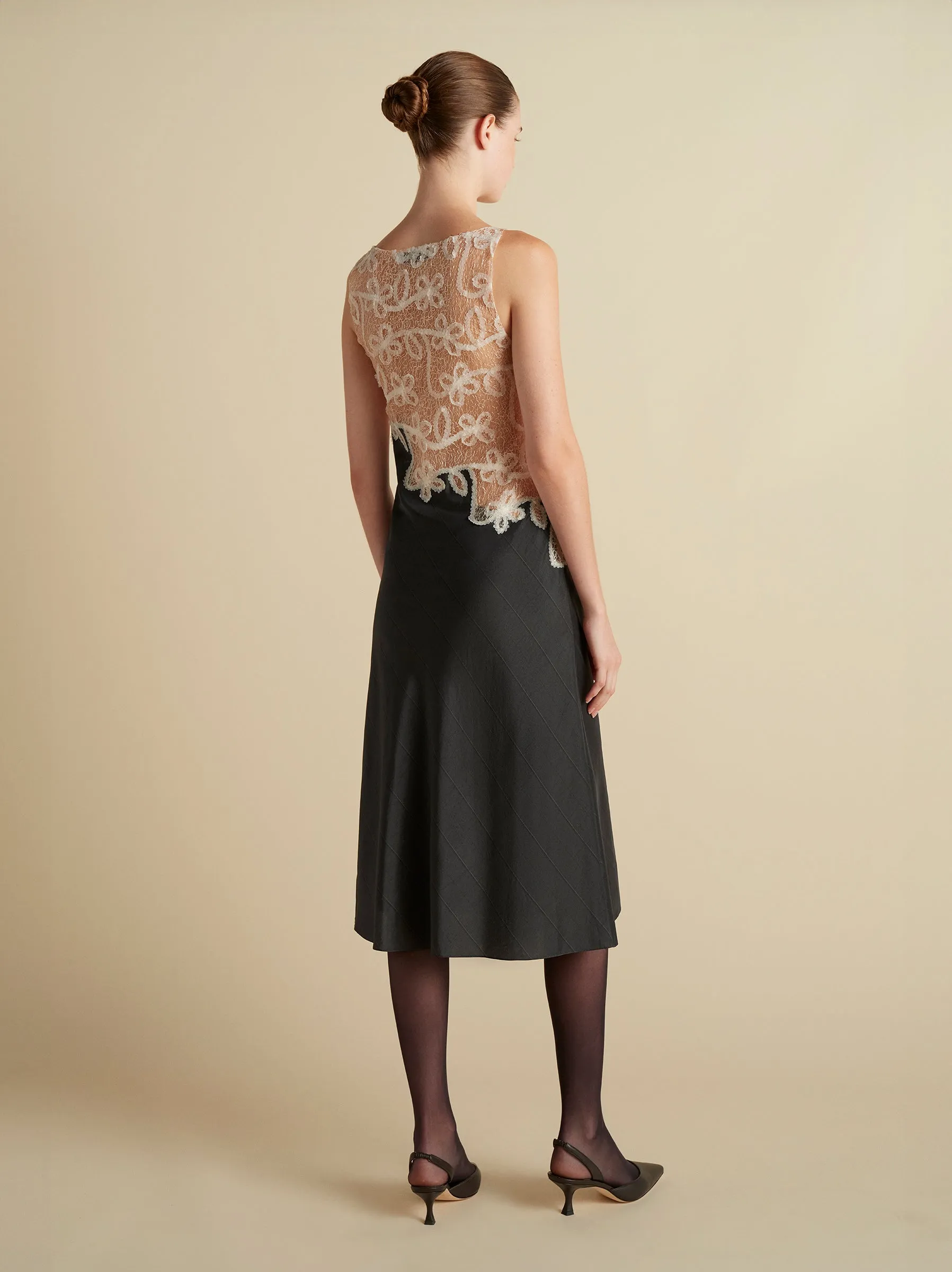 Pinstripe Dress with Lace Encrustation sold by Marina Moscone product image thumbnail 3