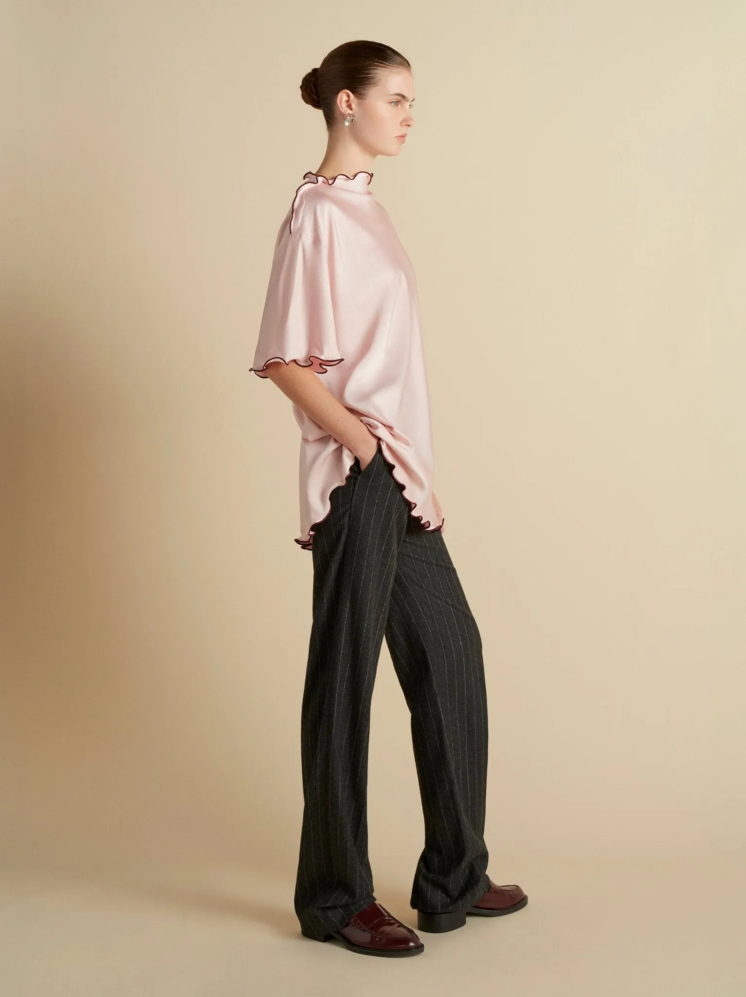 Wool Pinstripe Tailored Trouser sold by Marina Moscone product image thumbnail 3