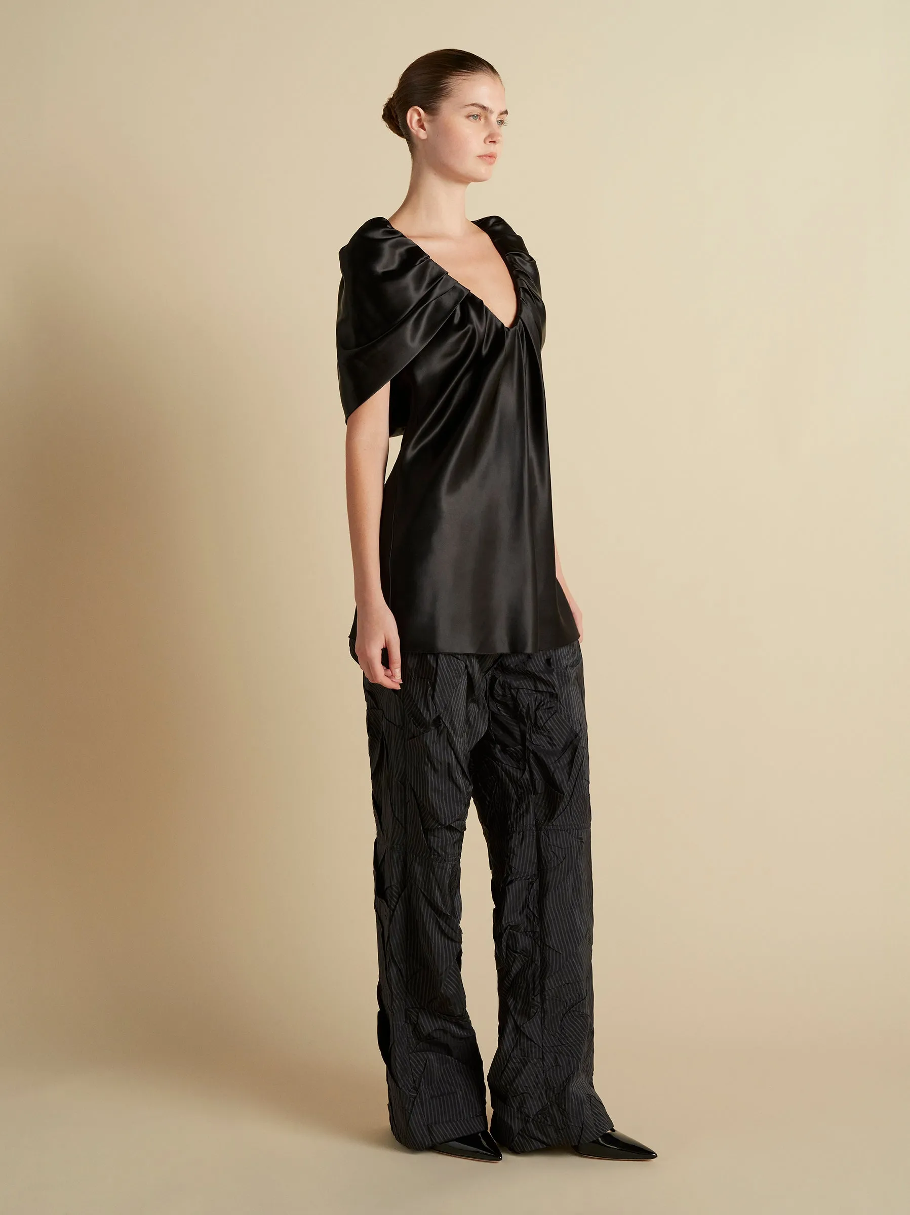 Satin Top with Draped Neckline sold by Marina Moscone product image thumbnail 3