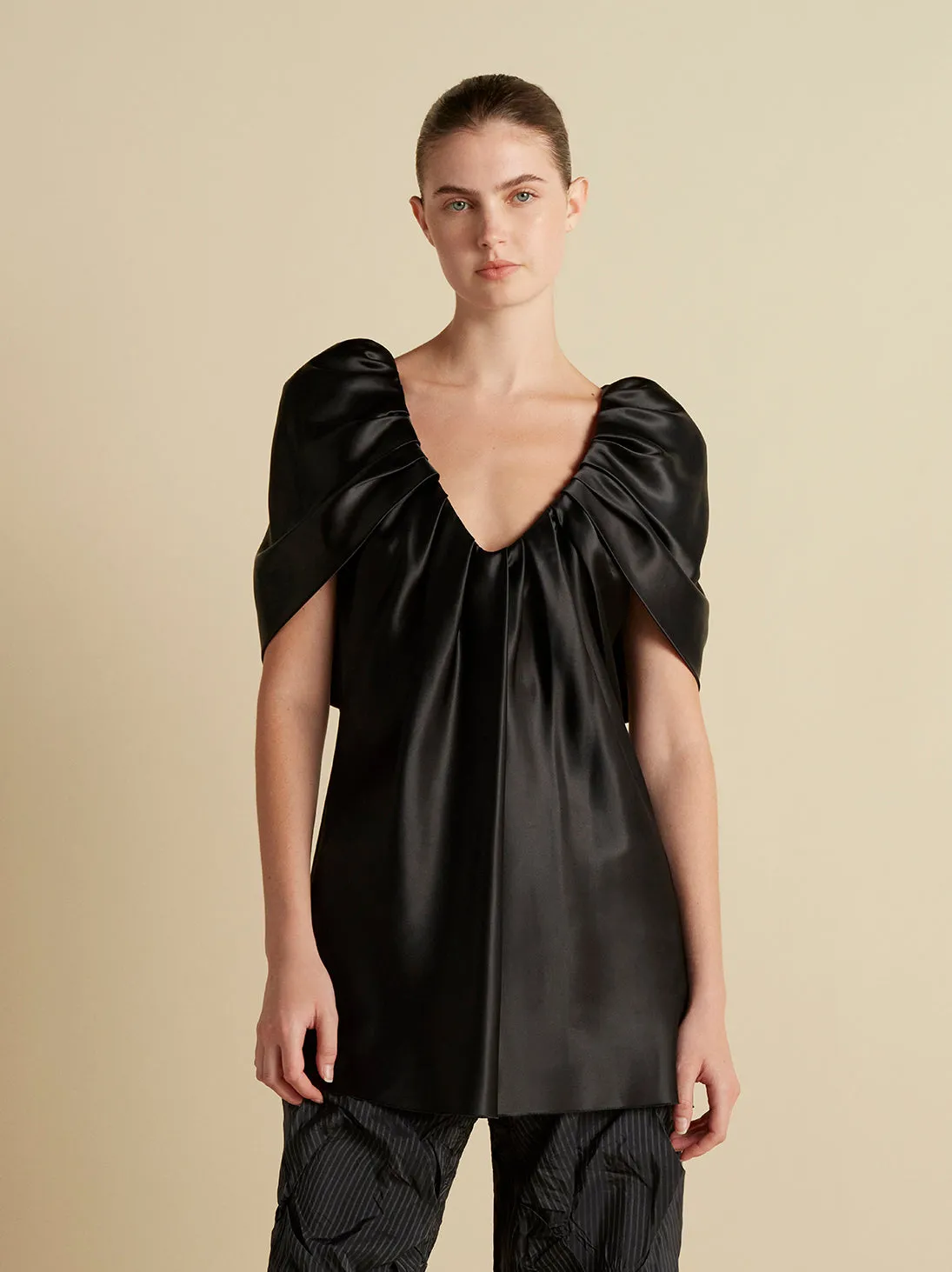 Satin Top with Draped Neckline sold by Marina Moscone