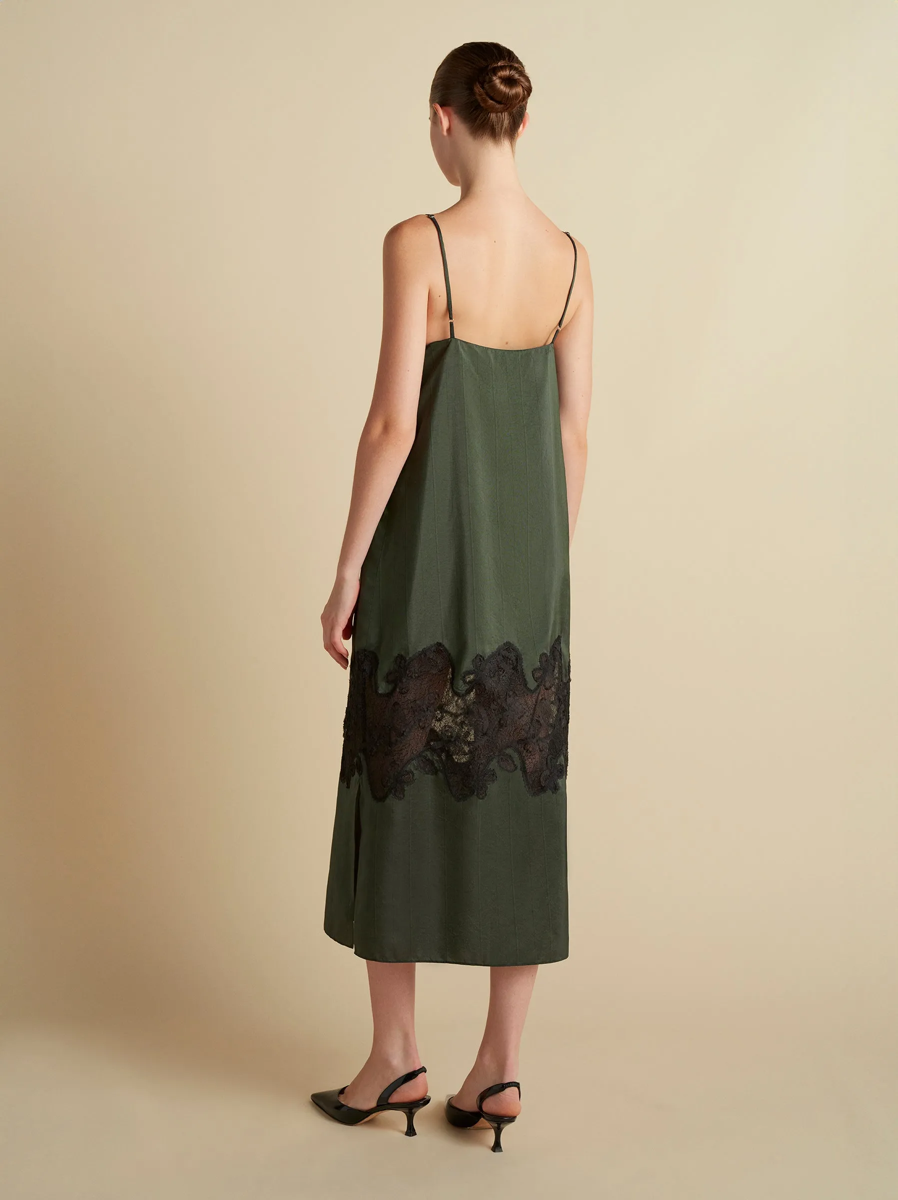 Pinstripe Slipdress with Lace Inlay sold by Marina Moscone product image thumbnail 3