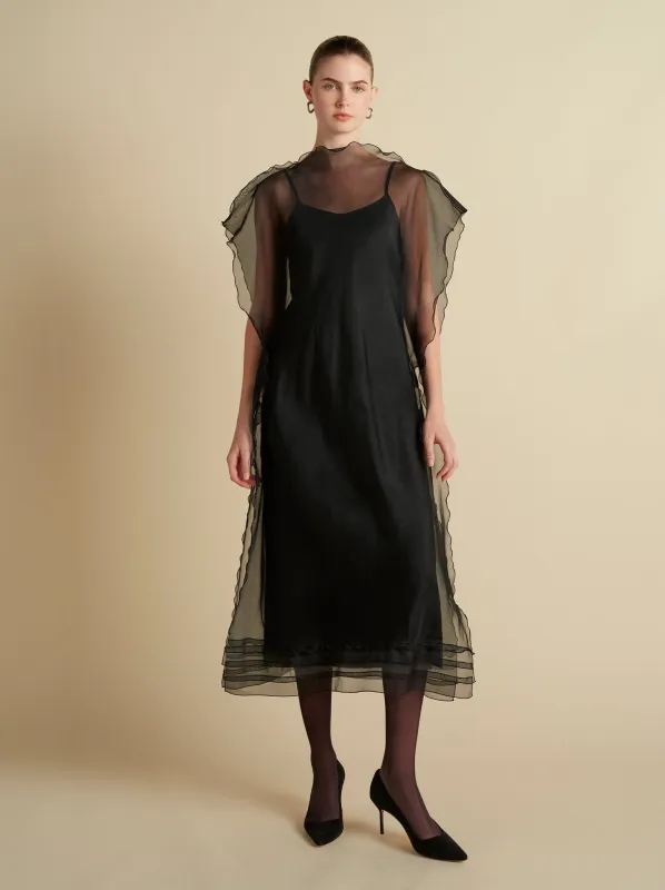 Silk Organza Sack Dress with Scalloped Edge sold by Marina Moscone