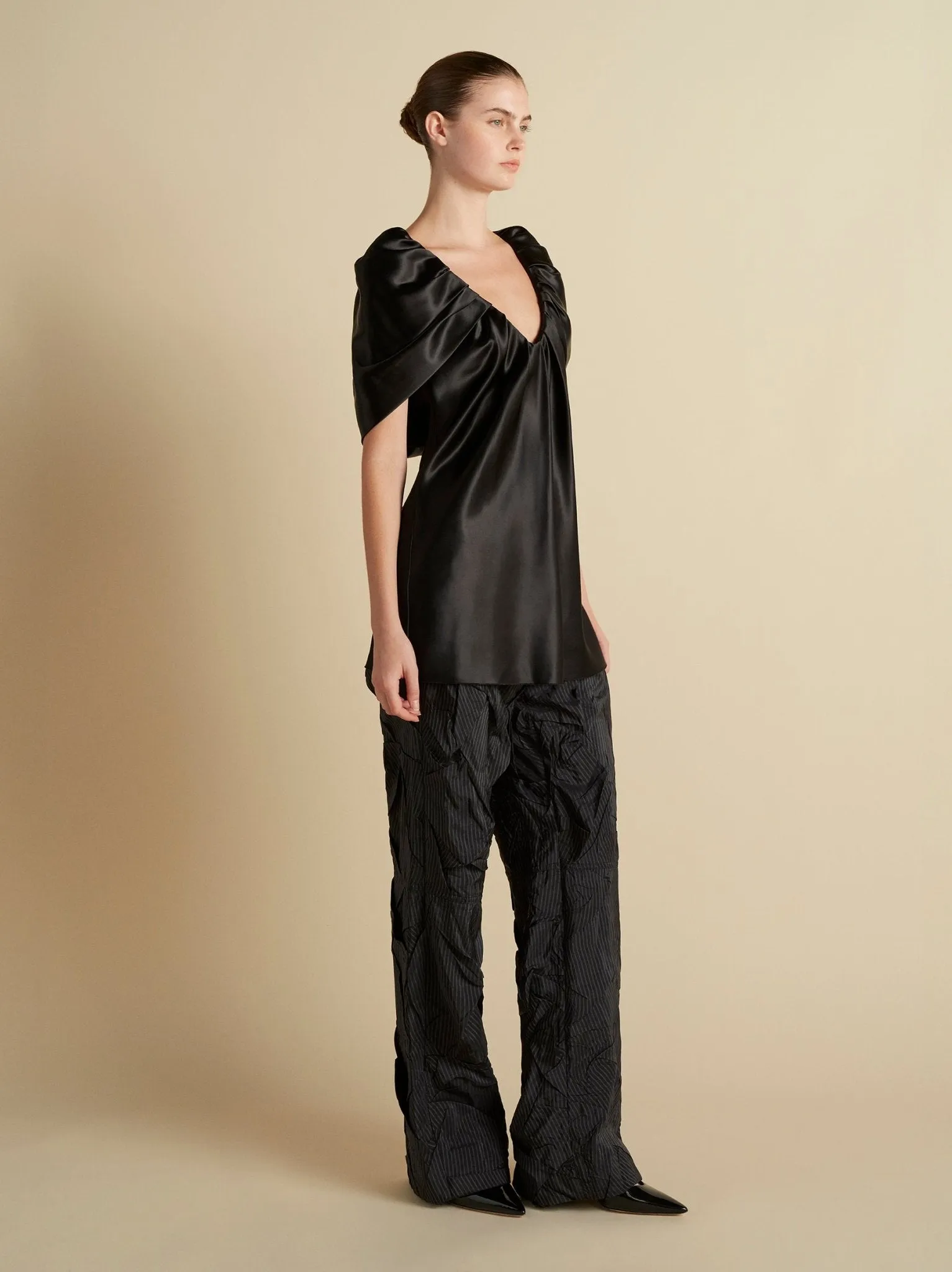 Satin Top with Draped Neckline sold by Marina Moscone product image thumbnail 3