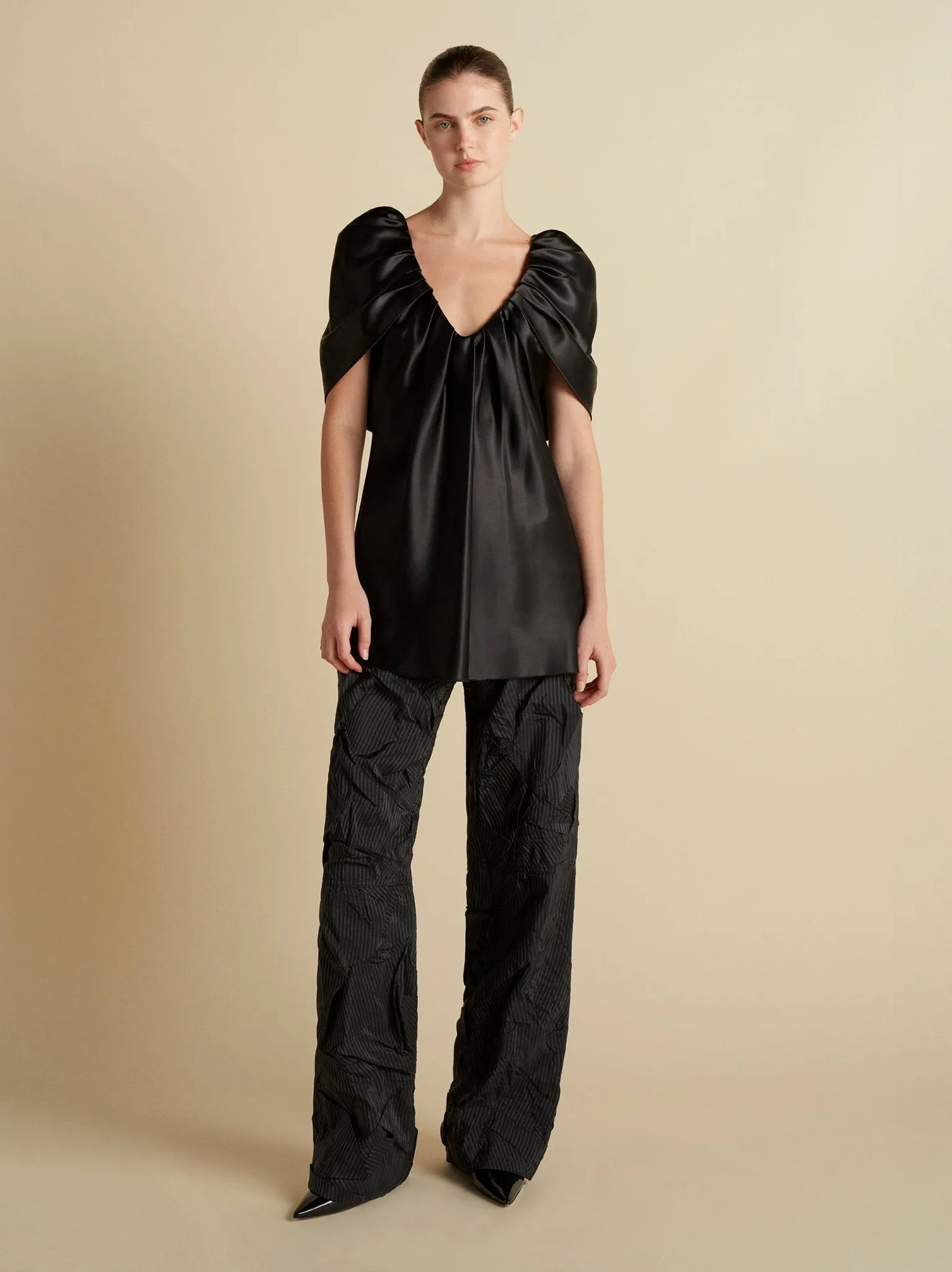 Satin Top with Draped Neckline sold by Marina Moscone product image thumbnail 2