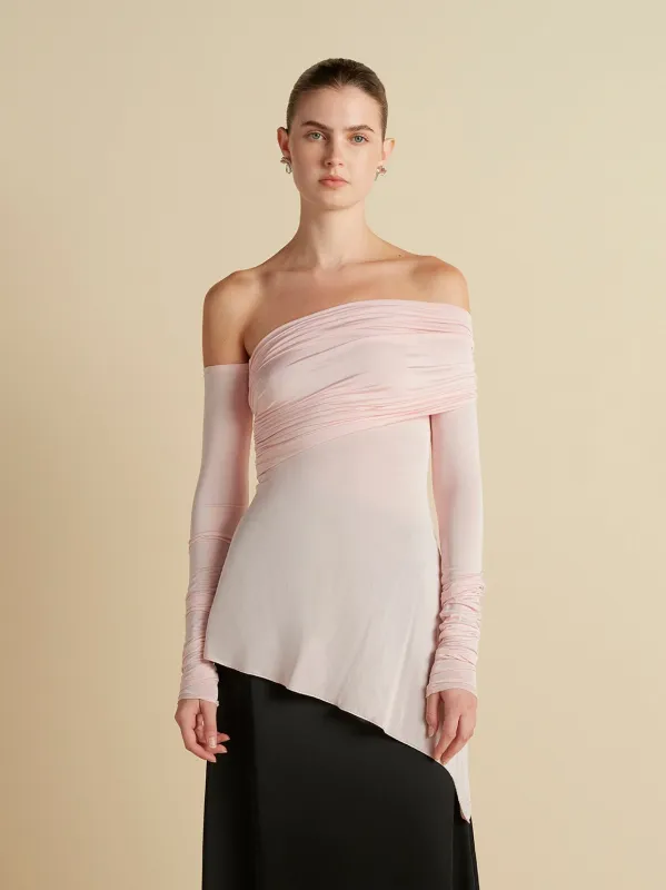 Jersey One-Shoulder Draped Top sold by Marina Moscone