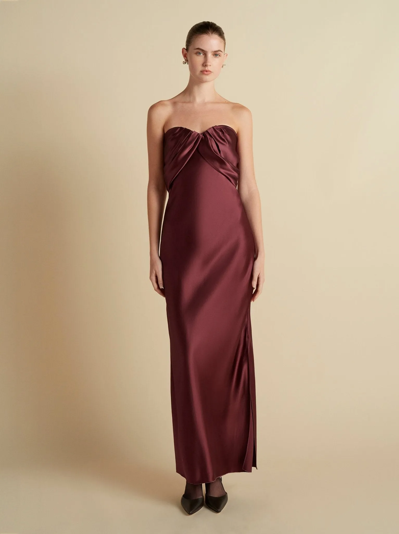 Satin Draped Bustier Dress sold by Marina Moscone