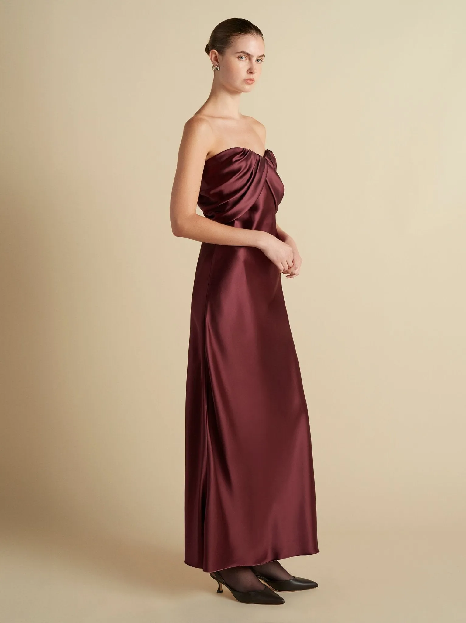 Satin Draped Bustier Dress sold by Marina Moscone product image thumbnail 2