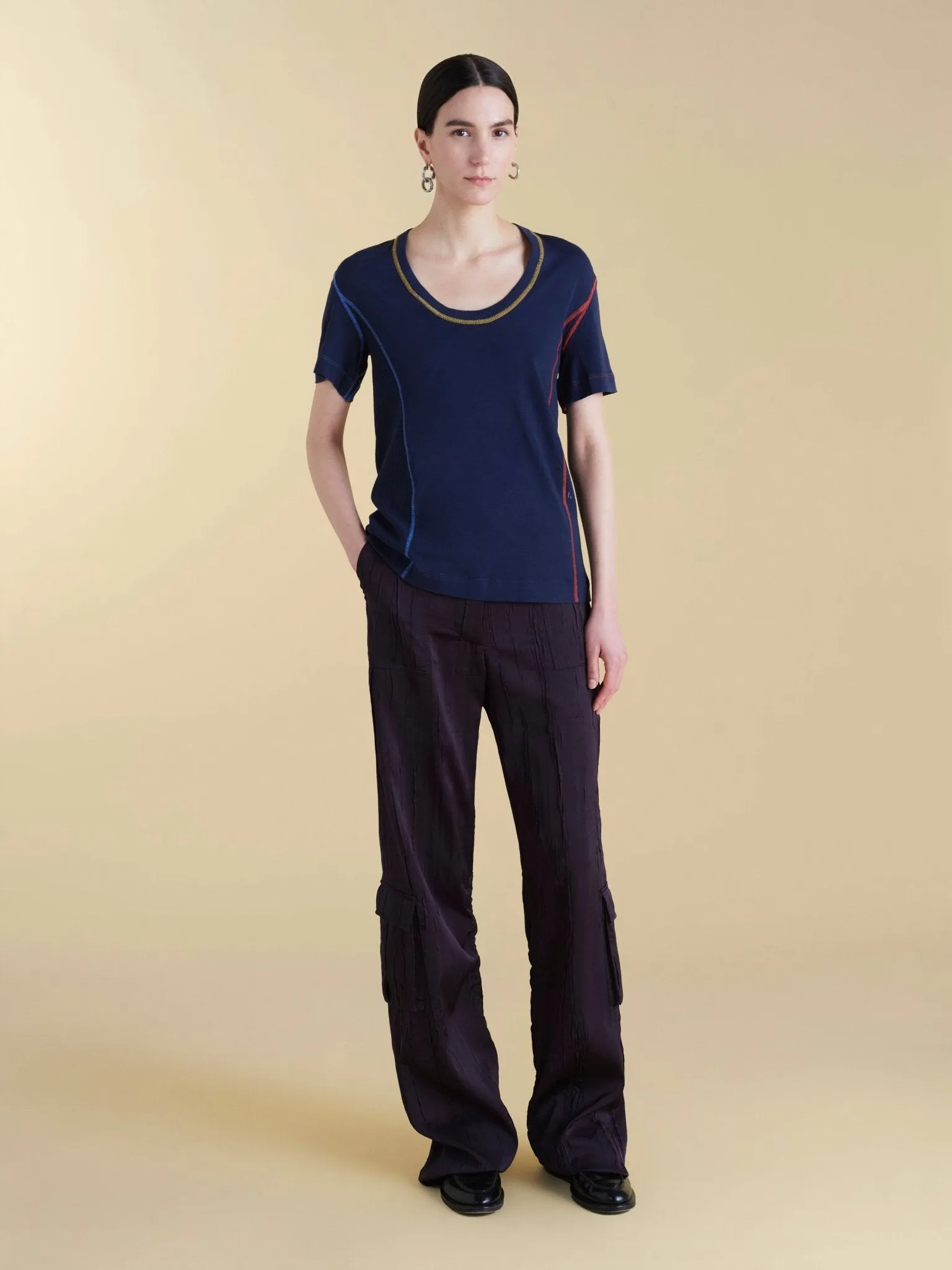 U-Neck Cotton Boyfriend T-Shirt sold by Marina Moscone product image thumbnail 3