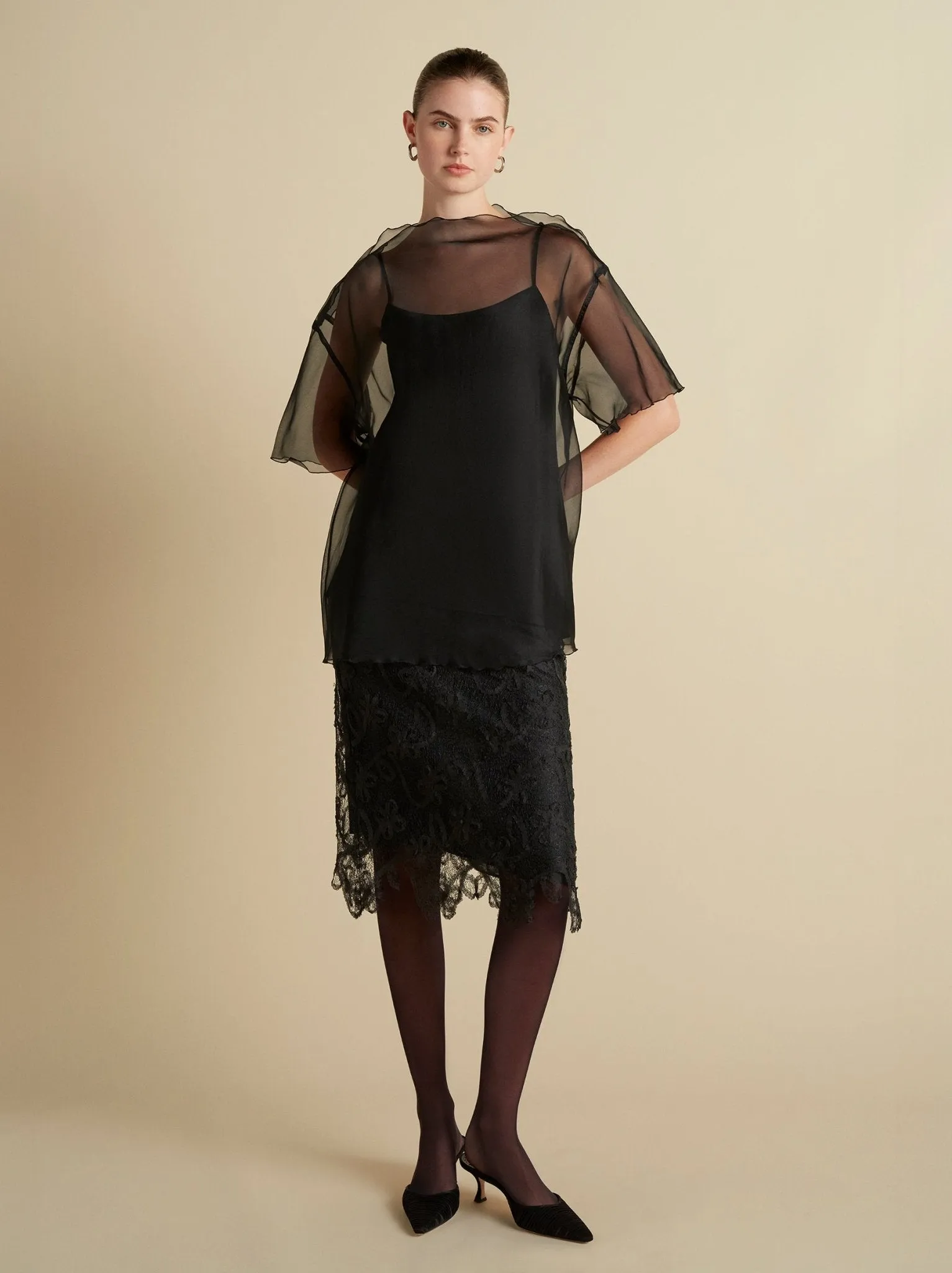 Silk Organza T-Shirt with Scalloped Edge sold by Marina Moscone product image thumbnail 2