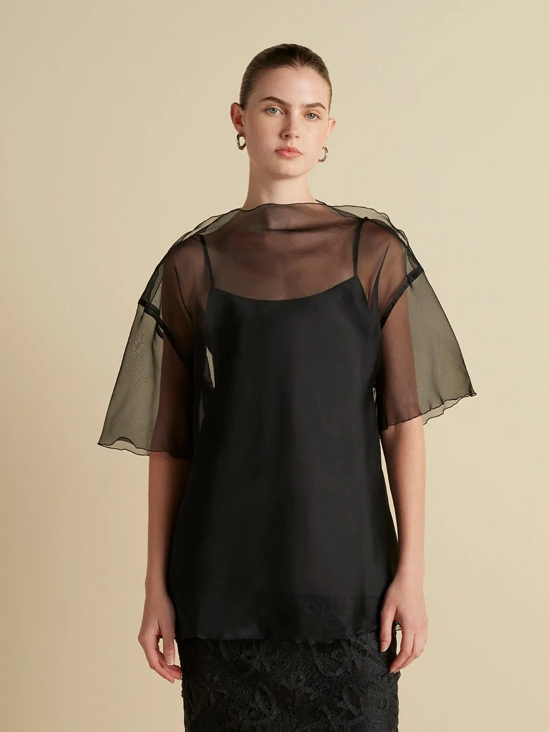 Silk Organza T-Shirt with Scalloped Edge sold by Marina Moscone