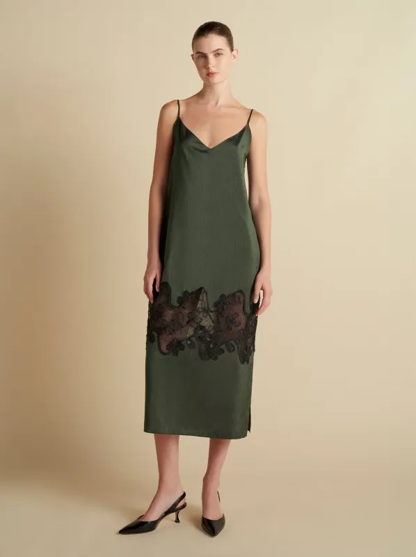 Pinstripe Slipdress with Lace Inlay sold by Marina Moscone