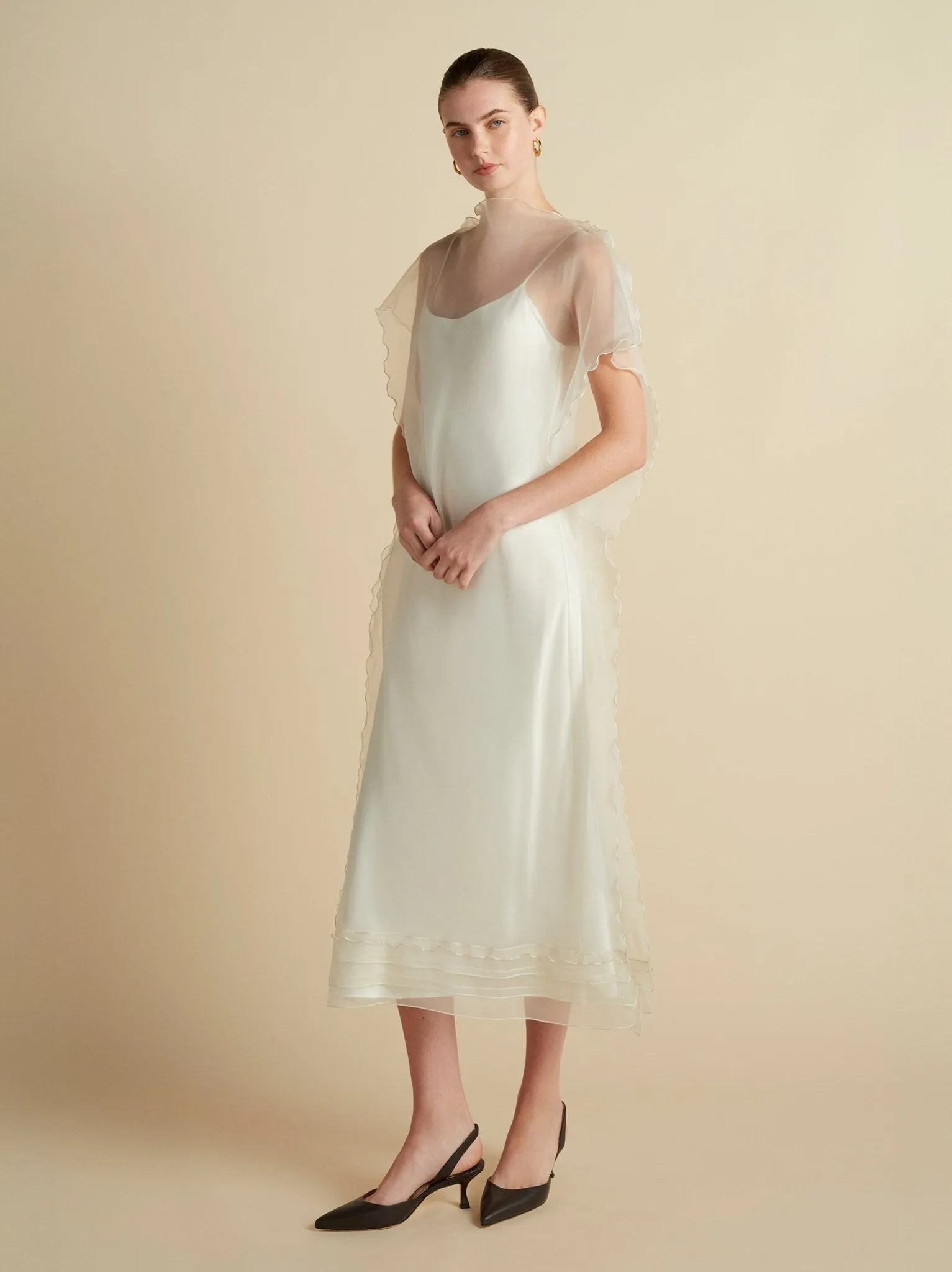 Silk Organza Sack Dress with Scalloped Edge sold by Marina Moscone product image thumbnail 2