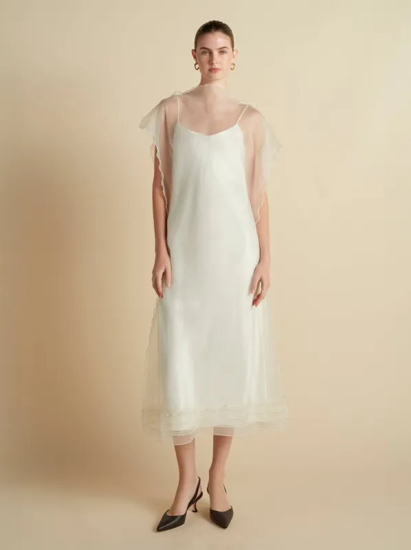 Silk Organza Sack Dress with Scalloped Edge sold by Marina Moscone