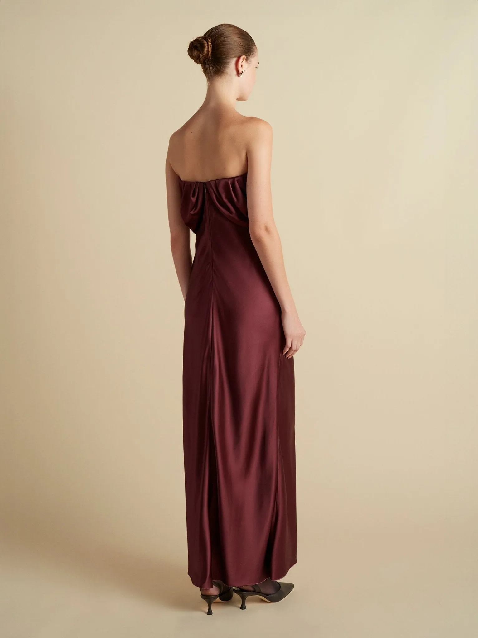 Satin Draped Bustier Dress sold by Marina Moscone product image thumbnail 3